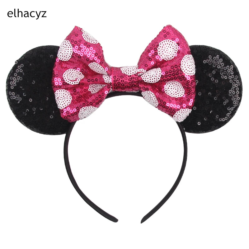 2025 Disney Minnie Maus Haarreif mit Stickerei & Pailletten – Party-Accessoire für Kinder & Erwachsene