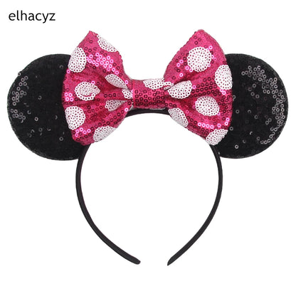 2025 Disney Minnie Maus Haarreif mit Stickerei & Pailletten – Party-Accessoire für Kinder & Erwachsene