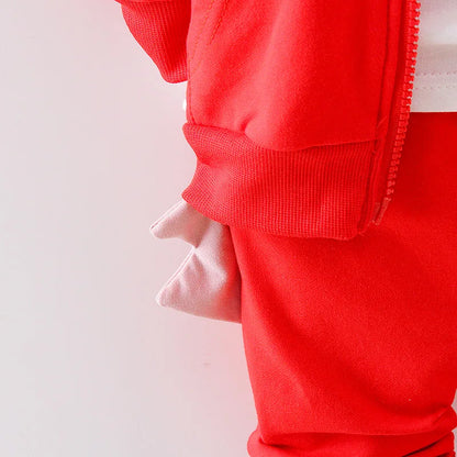 Winter-Set für Jungen (1–4 Jahre) – 3-teilig: Warmes Dino-Outfit mit Kapuzenjacke, Shirt & Hose – Fleecegefüttert