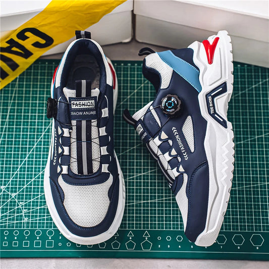 Herren Sneaker mit Rotationsverschluss – Koreanischer Stil | Bequeme Sportschuhe mit weicher Sohle & rutschfestem Profil – Ganzjahres-Freizeitschuhe