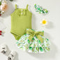 0–2 Jahre Sommer-Outfit für Baby-Mädchen – Ärmelloser Jumpsuit mit Trägern & Blumenrock
