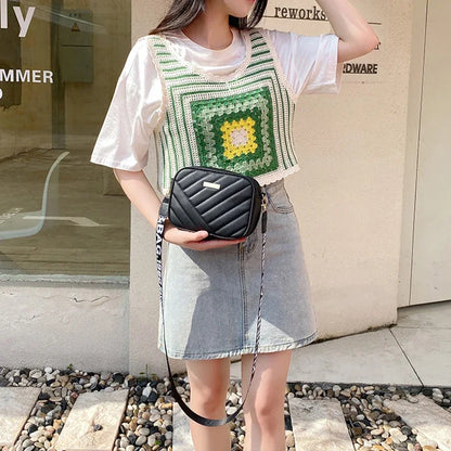 Damen Umhängetasche – Kleine Vintage Schultertasche aus PU-Leder mit Reißverschluss – Sommer Reisetasche für Frauen