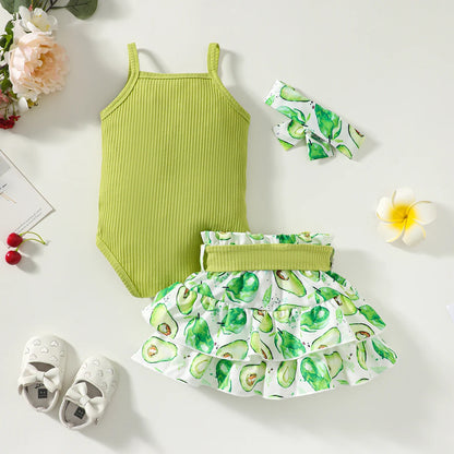 0–2 Jahre Sommer-Outfit für Baby-Mädchen – Ärmelloser Jumpsuit mit Trägern & Blumenrock