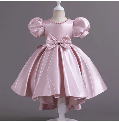 Elegantes Sommerkleid für Mädchen mit Schleife – Kurzarm Ballkleid für Party & besondere Anlässe (1–10 Jahre)
