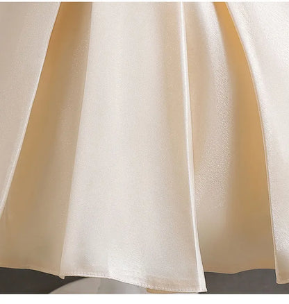Elegantes Sommerkleid für Mädchen mit Schleife – Kurzarm Ballkleid für Party & besondere Anlässe (1–10 Jahre)