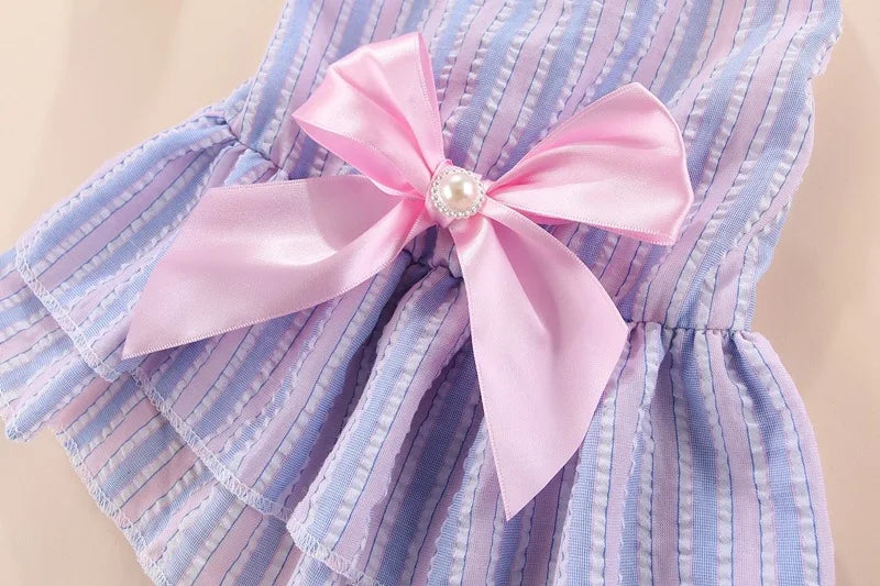 Elegantes Hundekleid mit Blumenmuster & Schleife – Prinzessinnenkleid für kleine Hunde & Katzen – Ideal für Yorkie, Chihuahua & Co.