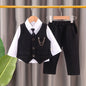 Elegantes Baby-Jungen Outfit – 3-teiliges Gentleman-Set mit Hemd, Weste & Krawatte – Perfekt für Feste & Auftritte (1–4 Jahre)