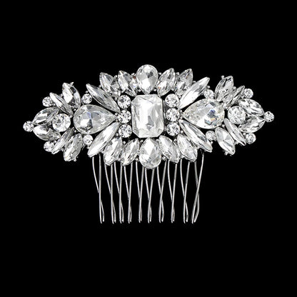 Silberner Haarkamm mit Perlen & Strass – Handgefertigtes elegantes Haarschmuck-Accessoire für Damen & Bräute