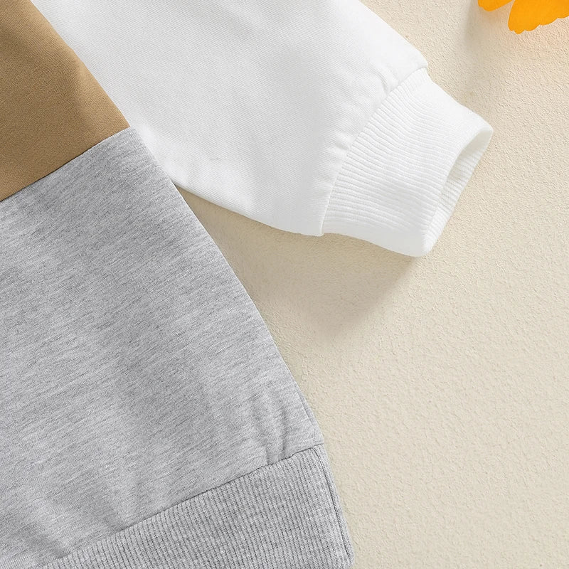 Herbst-Set für Kleinkind-Jungen (0–3 Jahre) – 2-teilig: Farbkontrast-Sweatshirt & Hose mit Gummibund – von Lioraitiin