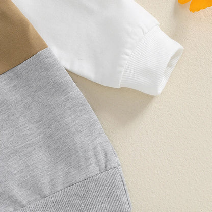 Herbst-Set für Kleinkind-Jungen (0–3 Jahre) – 2-teilig: Farbkontrast-Sweatshirt & Hose mit Gummibund – von Lioraitiin