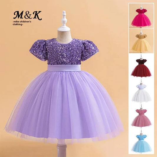 Elegantes Prinzessinnenkleid für Mädchen mit Pailletten & Tüll – Festliches Kleid für Auftritte, Feiern & besondere Anlässe