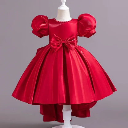 Elegantes Sommerkleid für Mädchen mit Schleife – Kurzarm Ballkleid für Party & besondere Anlässe (1–10 Jahre)