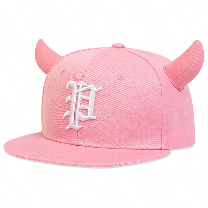 Fashion Hip Hop Baseball Cap mit “P”-Stickerei – Verstellbare Snapback-Cap mit Hörnern für Herren – Streetwear Stil