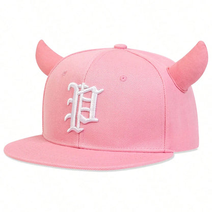 Fashion Hip Hop Baseball Cap mit “P”-Stickerei – Verstellbare Snapback-Cap mit Hörnern für Herren – Streetwear Stil