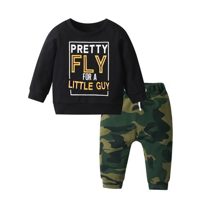 2-teiliges Baby-Set für Herbst – Langarm-Shirt mit Schriftzug & Hose – Unisex Baumwoll-Outfit für Neugeborene & Kleinkinder (0–24 Monate)