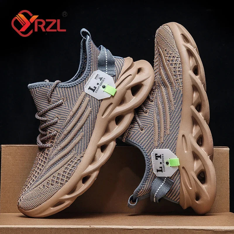 YRZL Herren Sportsneaker – Atmungsaktive Mesh-Jogging Schuhe | Leichte Outdoor-Laufschuhe in Schwarz mit Stoßdämpfung