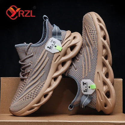 YRZL Herren Sportsneaker – Atmungsaktive Mesh-Jogging Schuhe | Leichte Outdoor-Laufschuhe in Schwarz mit Stoßdämpfung
