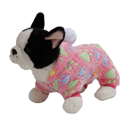 Weiche Flanell-Hundepyjama mit Streifen – Warmes Vierbeiniges Haustierkostüm für Herbst & Winter