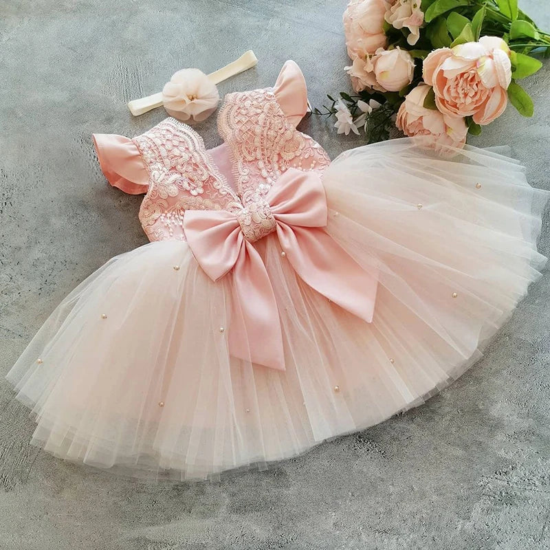 Elegantes Weihnachtskleid für Mädchen – Rückenfreies Prinzessinnenkleid mit Schleife – Festliches Ballkleid für Gala, Geburtstag & Hochzeit (Grün)