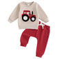 Jungen-Set für Frühling & Herbst – 2-teilig: Sweatshirt mit Traktor-Stickerei & einfarbige Hose – von Lioraitiin (0–3 Jahre)