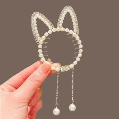 Elegante Haarkralle mit Blumen-Quaste – Schmetterling, Strass & Perlen – Haarclip für Damen | Dutt- & Zopfhalter Accessoire