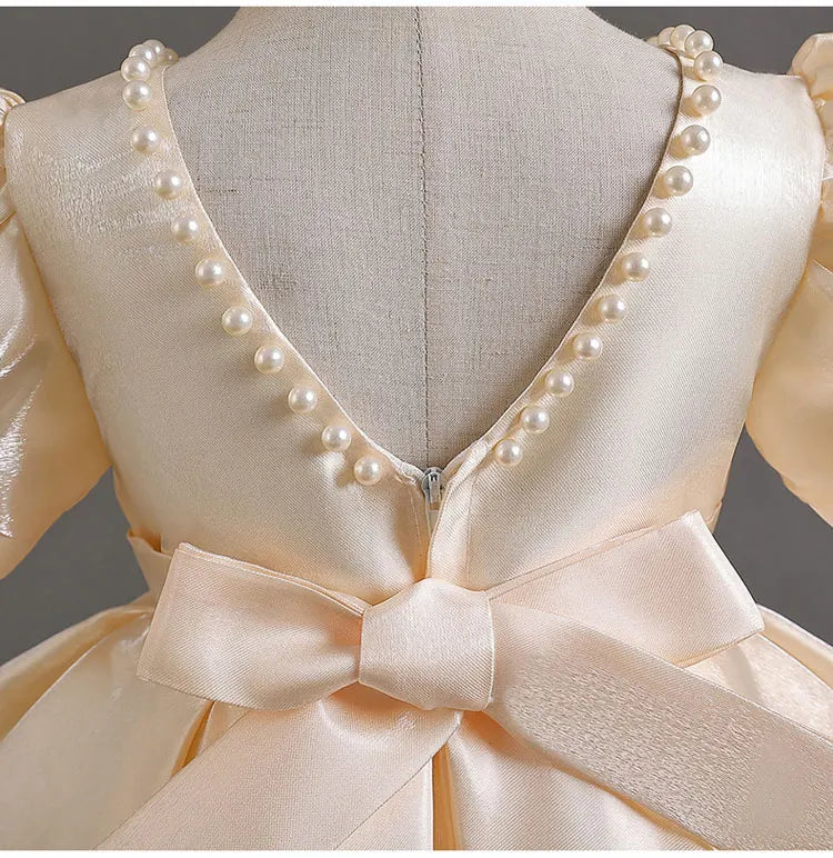 Elegantes Sommerkleid für Mädchen mit Schleife – Kurzarm Ballkleid für Party & besondere Anlässe (1–10 Jahre)