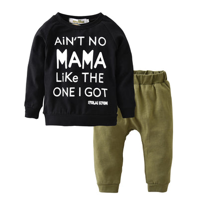 2-teiliges Baby-Set für Herbst – Langarm-Shirt mit Schriftzug & Hose – Unisex Baumwoll-Outfit für Neugeborene & Kleinkinder (0–24 Monate)