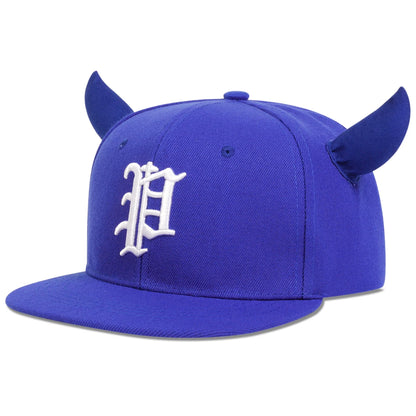 Fashion Hip Hop Baseball Cap mit “P”-Stickerei – Verstellbare Snapback-Cap mit Hörnern für Herren – Streetwear Stil