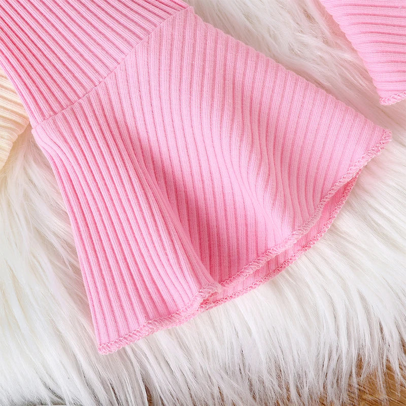 Herbst-Outfit für Baby-Mädchen (0–18 Monate) – 3-teilig: Langarm-Body mit Stickschrift, Schlaghose & Haarband – von Pudcoco