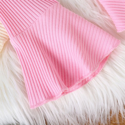 Herbst-Outfit für Baby-Mädchen (0–18 Monate) – 3-teilig: Langarm-Body mit Stickschrift, Schlaghose & Haarband – von Pudcoco
