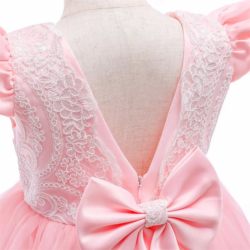 Elegantes Weihnachtskleid für Mädchen – Rückenfreies Prinzessinnenkleid mit Schleife – Festliches Ballkleid für Gala, Geburtstag & Hochzeit (Grün)