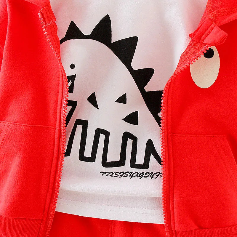 Winter-Set für Jungen (1–4 Jahre) – 3-teilig: Warmes Dino-Outfit mit Kapuzenjacke, Shirt & Hose – Fleecegefüttert