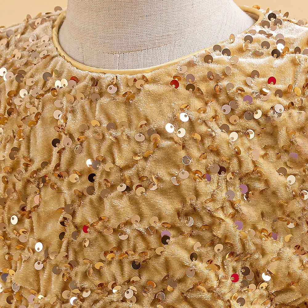 Elegantes Prinzessinnenkleid für Mädchen mit Pailletten & Tüll – Festliches Kleid für Auftritte, Feiern & besondere Anlässe