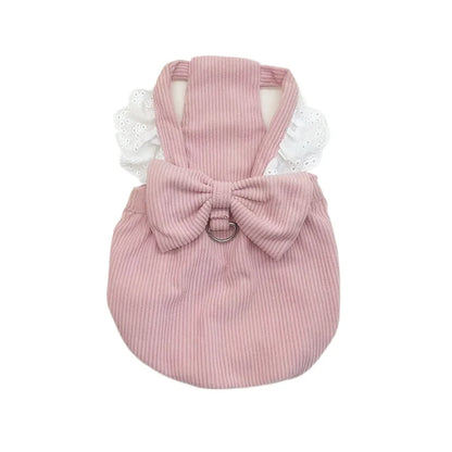 Haustierkleidung – Herbst/Winter Cordrock mit Kürbis-Design für Hunde & Katzen – Warmes Spitzenkleid mit Schnallenverschluss