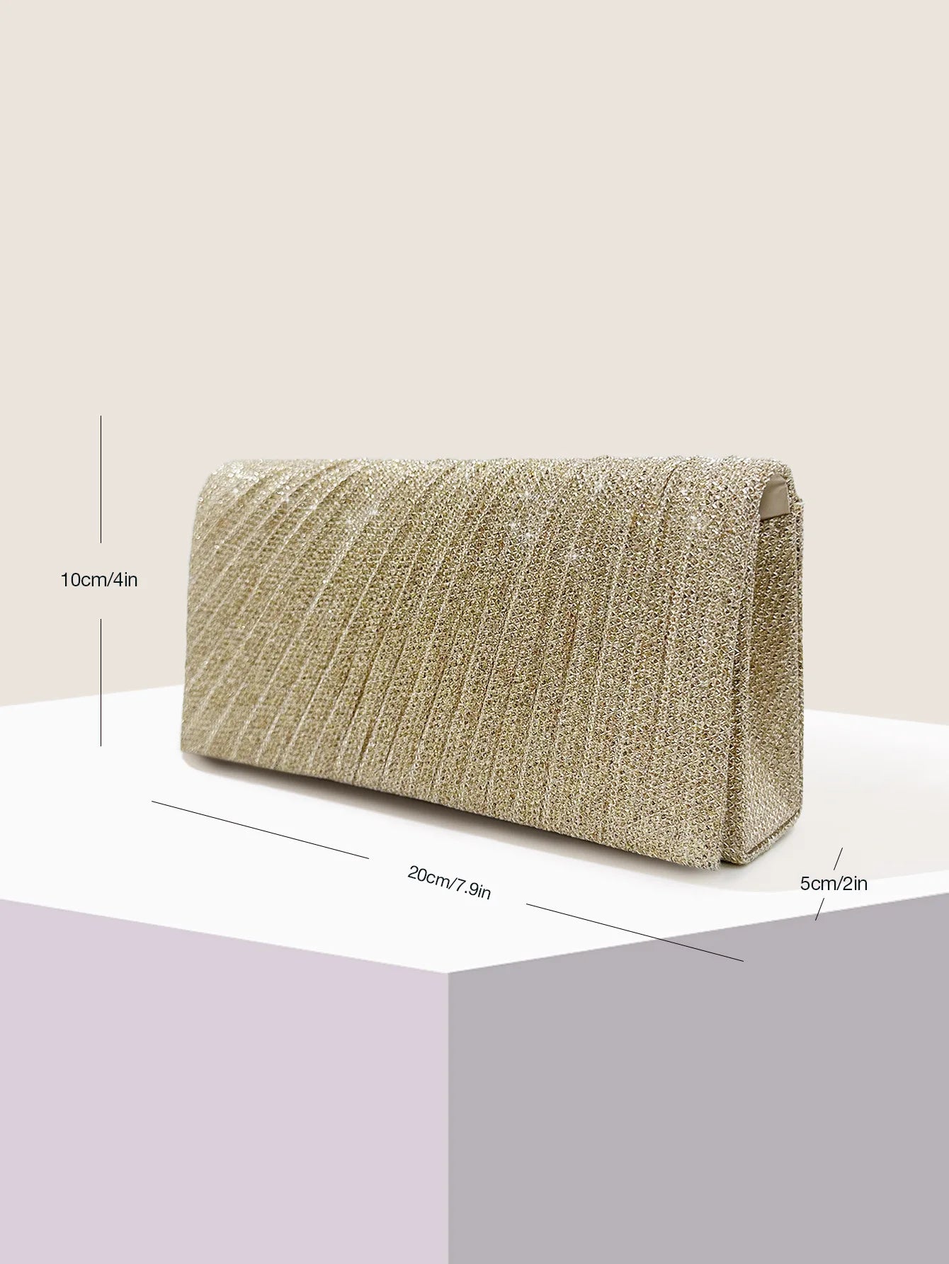 Damen Glitzer Clutch – Envelope-Abendtasche mit Kette in Silber – Elegante Mini-Handtasche für Hochzeit & Party