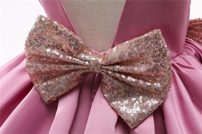 Elegantes Weihnachtskleid für Mädchen – Rückenfreies Prinzessinnenkleid mit Schleife – Festliches Ballkleid für Gala, Geburtstag & Hochzeit (Grün)