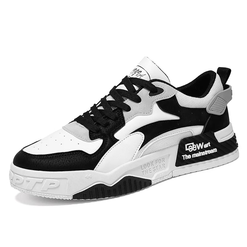 Herren Sneaker Herbst 2023 – Bequeme Plattform-Schuhe | Trendige weiße Schnürsneaker – Vulcanisierte Freizeitschuhe