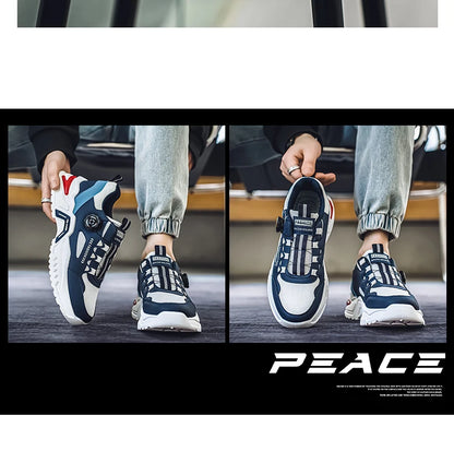 Herren Sneaker mit Rotationsverschluss – Koreanischer Stil | Bequeme Sportschuhe mit weicher Sohle & rutschfestem Profil – Ganzjahres-Freizeitschuhe
