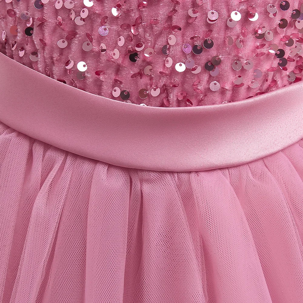 Elegantes Prinzessinnenkleid für Mädchen mit Pailletten & Tüll – Festliches Kleid für Auftritte, Feiern & besondere Anlässe