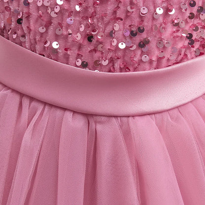 Elegantes Prinzessinnenkleid für Mädchen mit Pailletten & Tüll – Festliches Kleid für Auftritte, Feiern & besondere Anlässe
