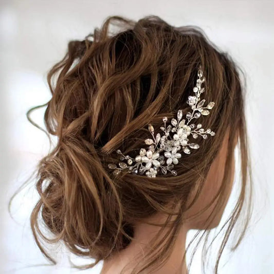 Handgefertigter Brauthaarkamm mit Kristallblumen – Elegantes Haarschmuck-Accessoire für Hochzeit, Party & festliche Anlässe