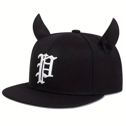 Fashion Hip Hop Baseball Cap mit “P”-Stickerei – Verstellbare Snapback-Cap mit Hörnern für Herren – Streetwear Stil