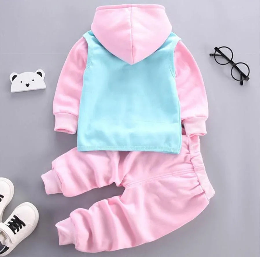 Warmer 3-teiliges Winter-Set für Babys – Kapuzenjacke mit Bärenmotiv, Weste & Hose – Baumwoll-Fleece für Jungen & Mädchen (1–3 Jahre)