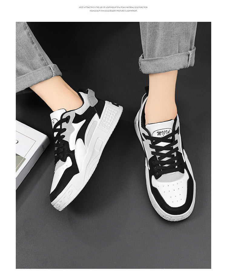 Herren Sneaker Herbst 2023 – Bequeme Plattform-Schuhe | Trendige weiße Schnürsneaker – Vulcanisierte Freizeitschuhe