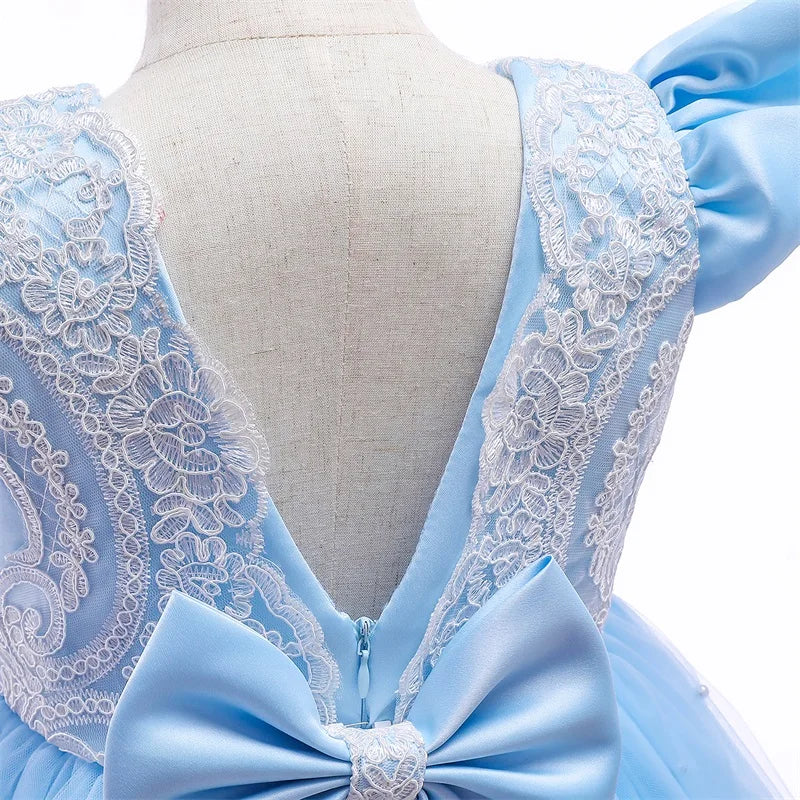 Elegantes Weihnachtskleid für Mädchen – Rückenfreies Prinzessinnenkleid mit Schleife – Festliches Ballkleid für Gala, Geburtstag & Hochzeit (Grün)