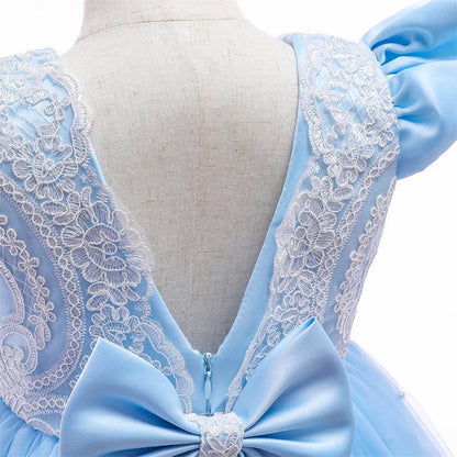 Elegantes Weihnachtskleid für Mädchen – Rückenfreies Prinzessinnenkleid mit Schleife – Festliches Ballkleid für Gala, Geburtstag & Hochzeit (Grün)