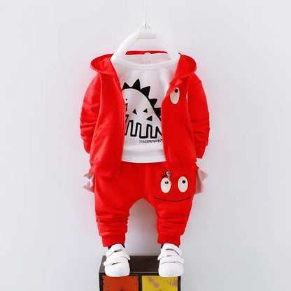 Winter-Set für Jungen (1–4 Jahre) – 3-teilig: Warmes Dino-Outfit mit Kapuzenjacke, Shirt & Hose – Fleecegefüttert