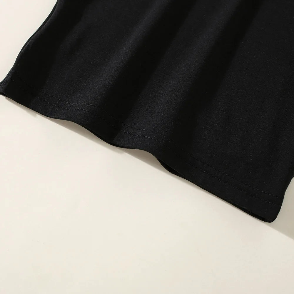 Sommer-Outfit für Mädchen (1–4 Jahre) – Schwarzes T-Shirt mit kurzen Ärmeln, gepunkteter Rock & Haarband – 3-teiliges Set