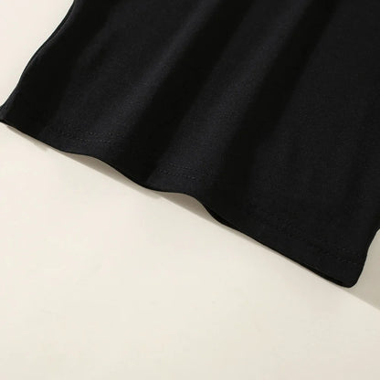 Sommer-Outfit für Mädchen (1–4 Jahre) – Schwarzes T-Shirt mit kurzen Ärmeln, gepunkteter Rock & Haarband – 3-teiliges Set
