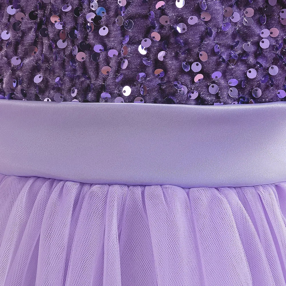 Elegantes Prinzessinnenkleid für Mädchen mit Pailletten & Tüll – Festliches Kleid für Auftritte, Feiern & besondere Anlässe
